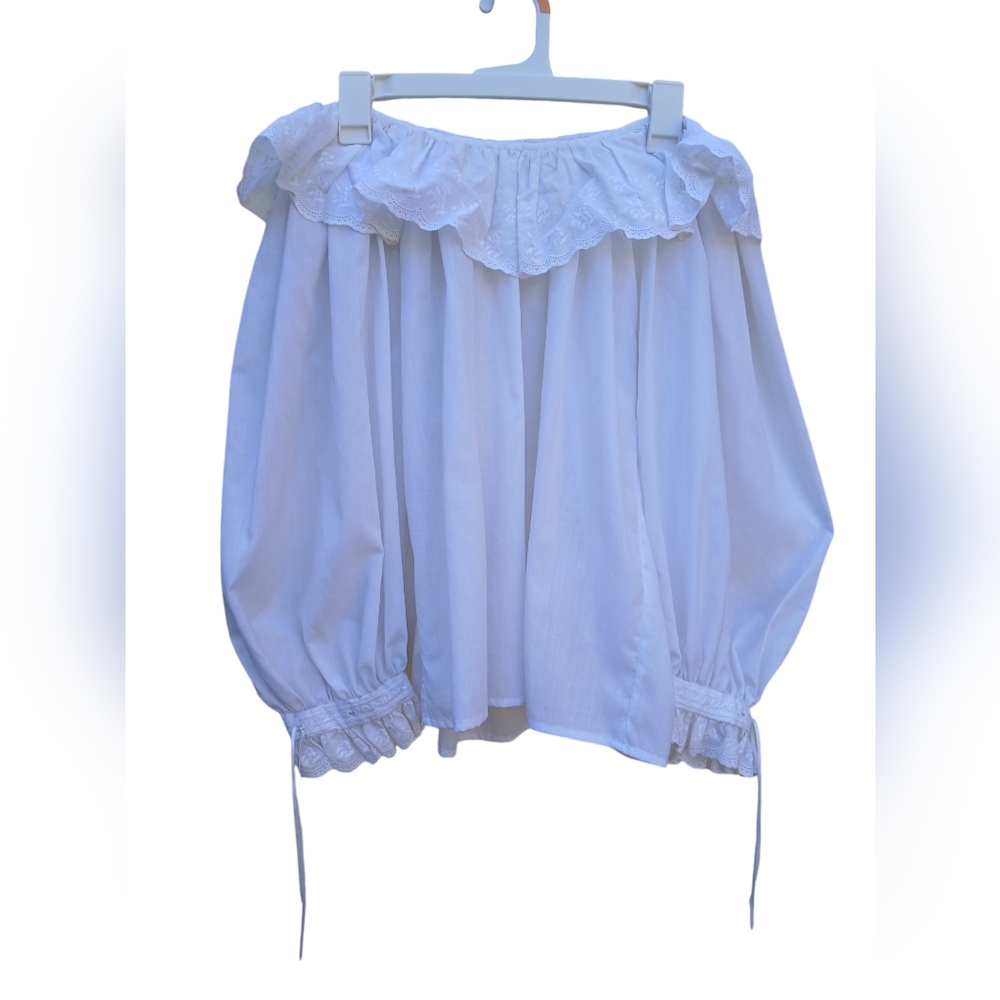 Peasant Ruffle White shoulder Top Size medium